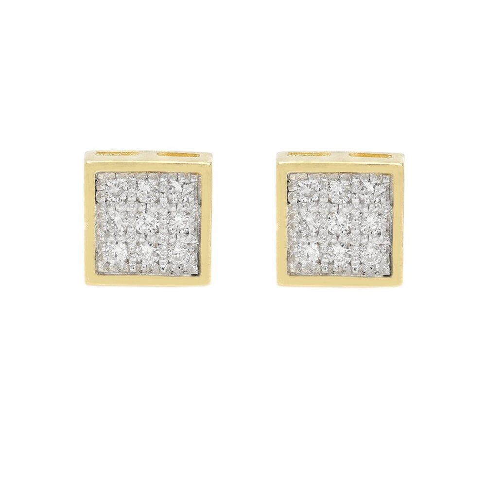 14k Small Square Diamond Earrings Lab Diamonds Studs Real 14k Gold - Picture 6 of 6
